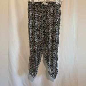 Floral Black and White Pants
